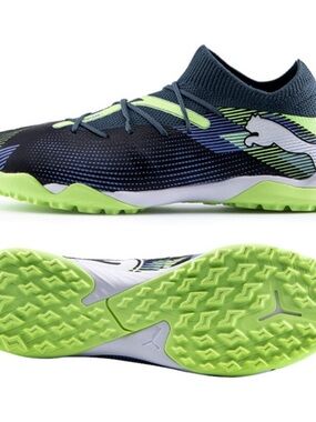 Brand New Puma Future 7 Match TT turf soccer shoes in gray skies and fizzy apple